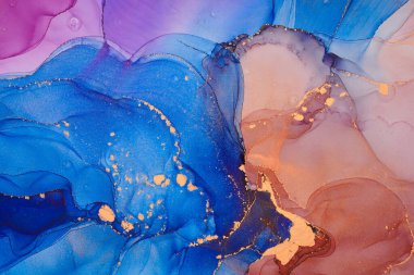 Alkol mürekkebi tekniğinde doğal lüks, soyut, akışkan sanat resimleri. Şefkatli ve rüya gibi duvar kağıtları. Renklerin karışımı şeffaf dalgalar ve altın girdaplar yaratır. Posterler ve diğer basılı materyaller için