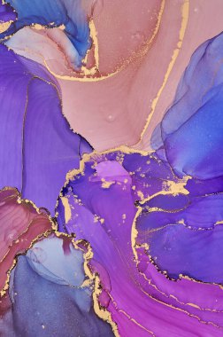 Alkol mürekkebi tekniğinde doğal lüks, soyut, akışkan sanat resimleri. Şefkatli ve rüya gibi duvar kağıtları. Renklerin karışımı şeffaf dalgalar ve altın girdaplar yaratır. Posterler ve diğer basılı materyaller için