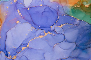 Alkol mürekkebi tekniğinde doğal lüks, soyut, akışkan sanat resimleri. Şefkatli ve rüya gibi duvar kağıtları. Renklerin karışımı şeffaf dalgalar ve altın girdaplar yaratır. Posterler ve diğer basılı materyaller için