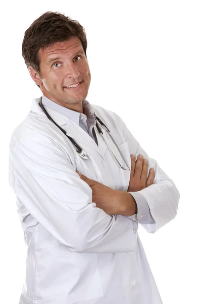 Boldog férfi orvos — Stock Fotó