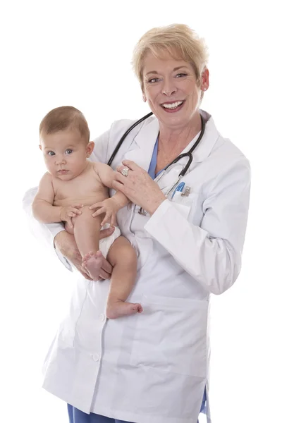 女性医師と赤ちゃん — ストック写真