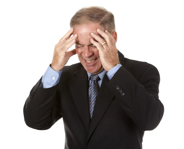 Senior businessman having headache — Stock Photo, Image