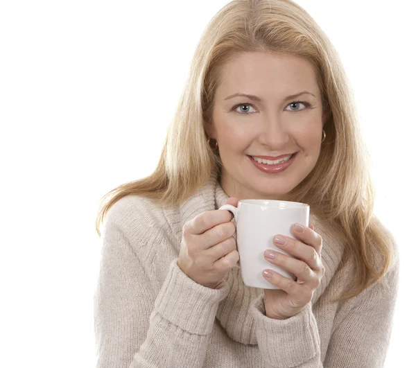 Vrouw met koffie — Stockfoto