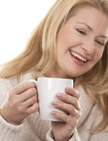 Vrouw met koffie — Stockfoto