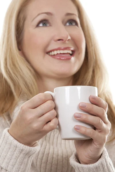 Vrouw met koffie — Stockfoto