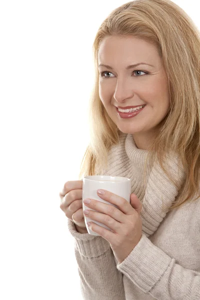 Vrouw met koffie — Stockfoto