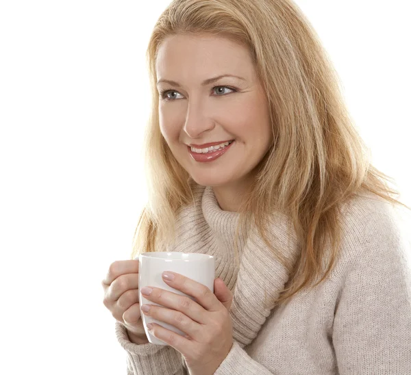 Vrouw met koffie — Stockfoto