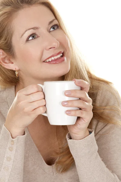 Vrouw met koffie — Stockfoto