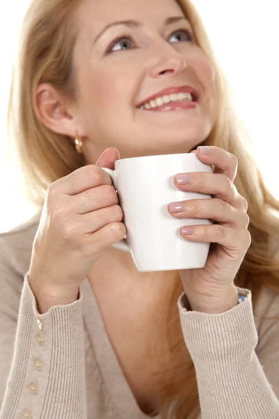 Žena s kávou — Stock fotografie