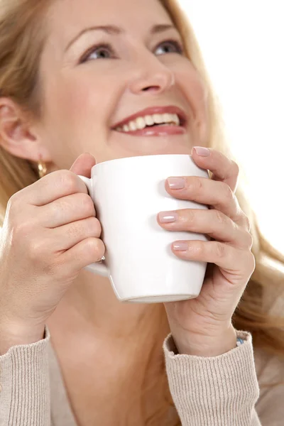 Vrouw met koffie — Stockfoto