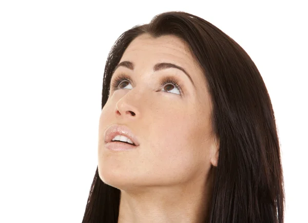 Brunette looking up — Stock Photo, Image