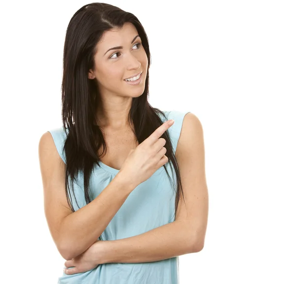 Woman pointing — Stock Photo, Image