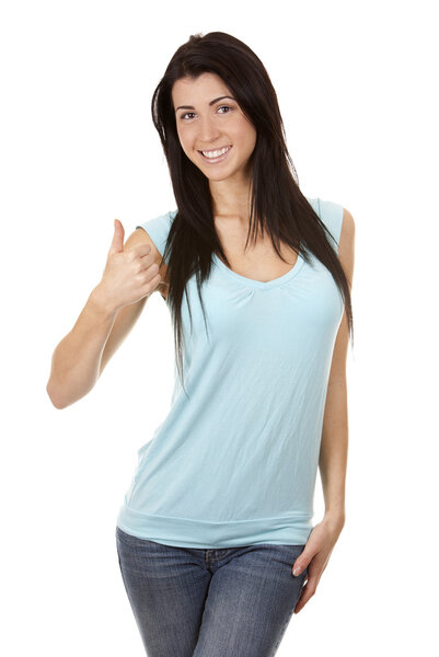 женщина, сдающая большой палец
