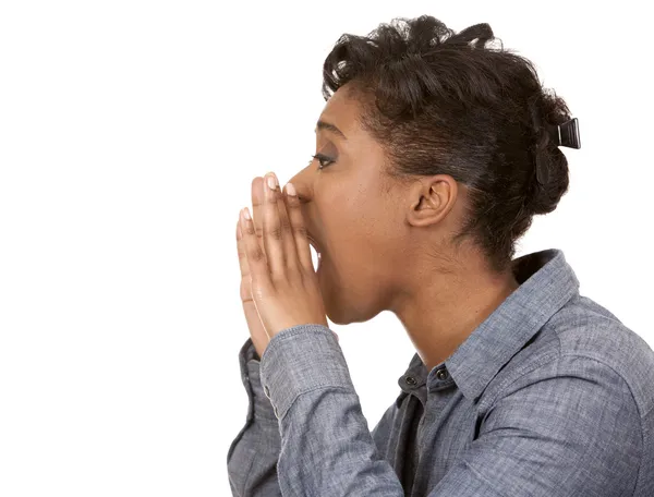 Zwarte vrouw schreeuwen — Stockfoto