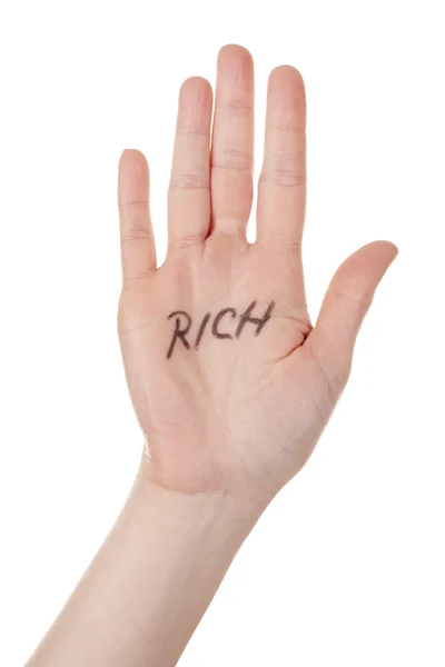 Hand med rika meddelande — Stockfoto