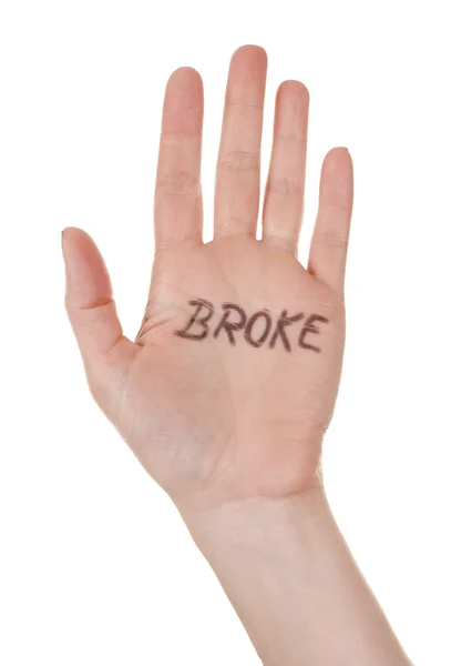 Hand with broke message — Stock Photo, Image