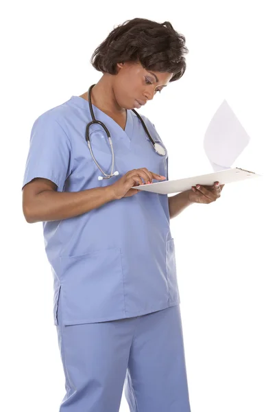 Nurse using stethoscope — Stock Photo, Image