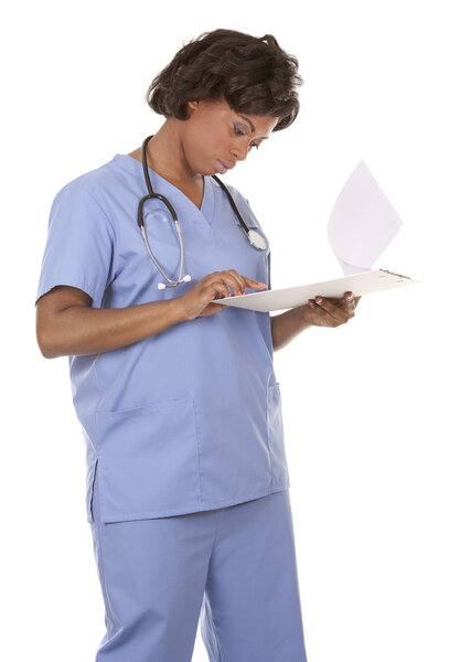nurse using stethoscope