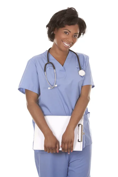 Nurse using stethoscope — Stock Photo, Image