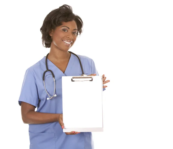 Nurse using stethoscope — Stock Photo, Image