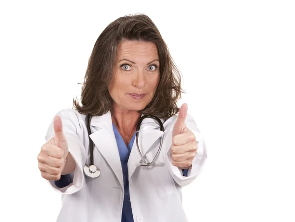 Ženský lékař palec nahoru — Stock fotografie