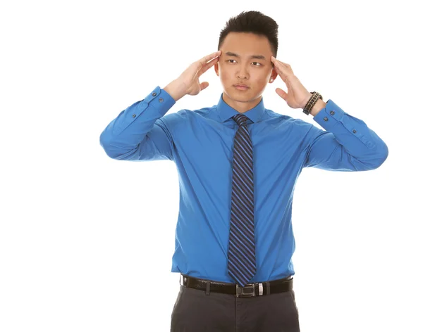 Aziatische business man hoofdpijn — Stockfoto