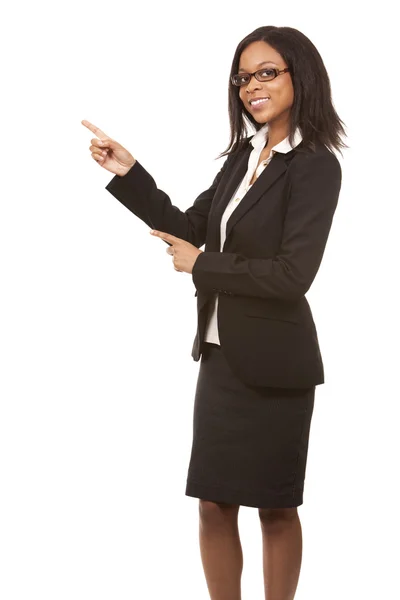 Mujer de negocios señalando — Foto de Stock