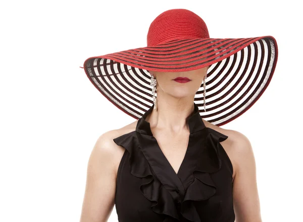 Femme en chapeau rouge — Photo