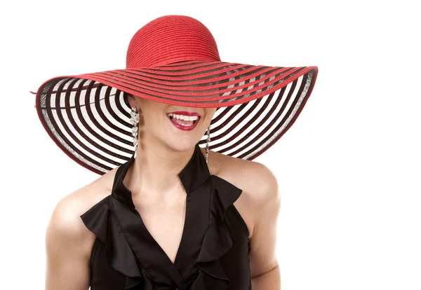 Woman in red hat — Stock Photo, Image