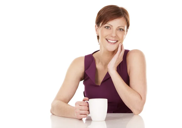 Woman drinking coffee — Stock Photo, Image