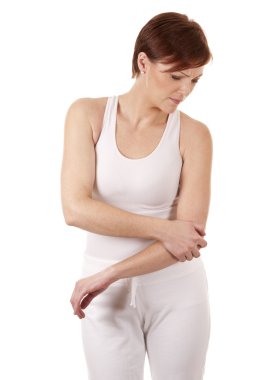woman having a elbow pain clipart