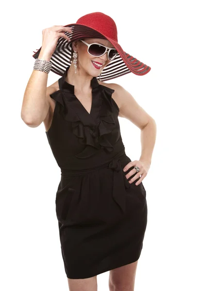빨간 모자를 쓴 여자 — 스톡 사진