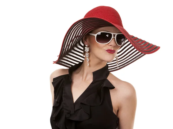 Donna in cappello rosso — Foto Stock