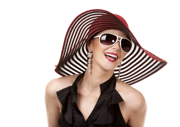 Woman in red hat — Stock Photo, Image