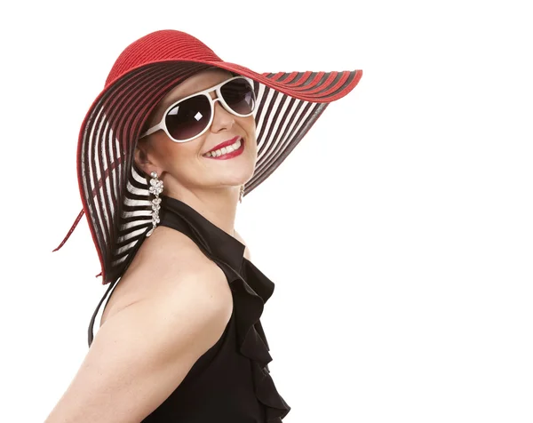 Woman in red hat — Stock Photo, Image