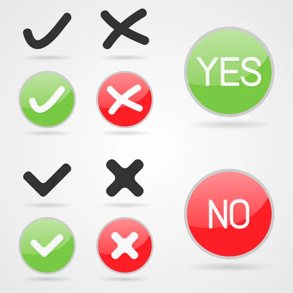 Vector yes no buttons — Stock Vector