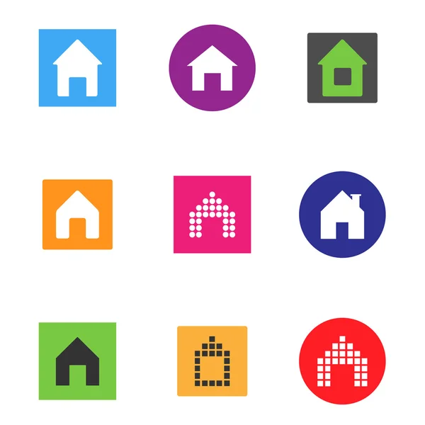 Vektorový sada barevných domů ikon — Stockový vektor