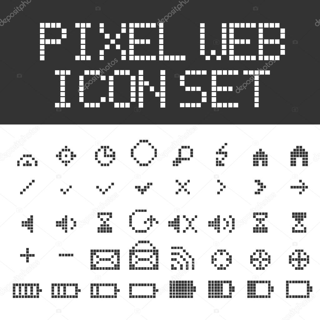 Vector pixel web icons set