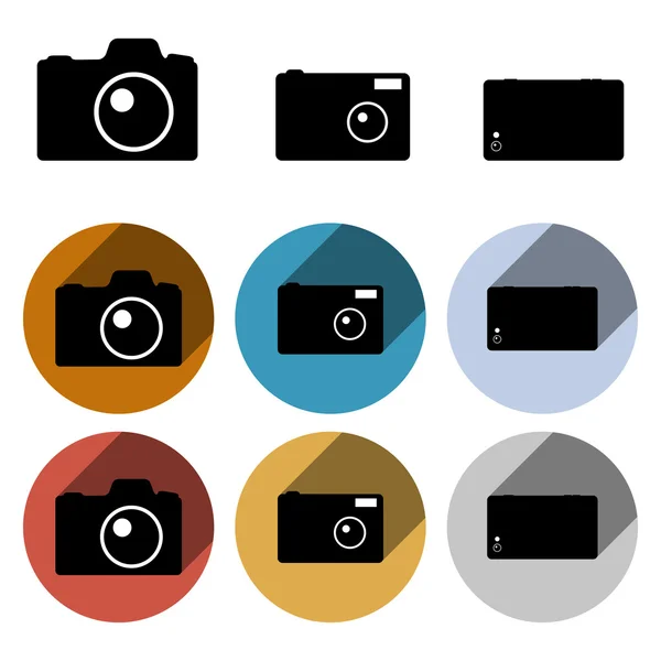 Conjunto de ícone de câmera de foto vetorial —  Vetores de Stock