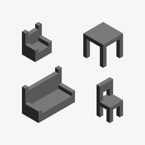 Muebles isométricos vectoriales — Archivo Imágenes Vectoriales