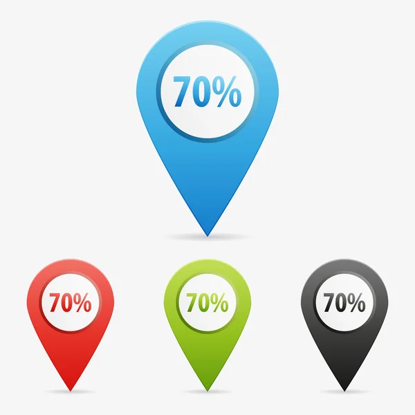 Vector 70 percent pointers — Stock Vector