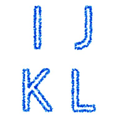 temiz mavi köpük alfabeyi, i, j, k, l