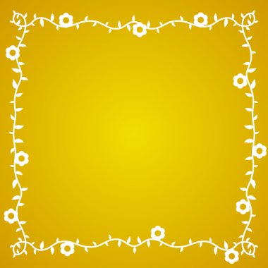 sarı arka plan beyaz çiçek kenarlığı ile