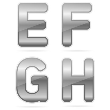 temiz metal alfabe, e, f, g, h