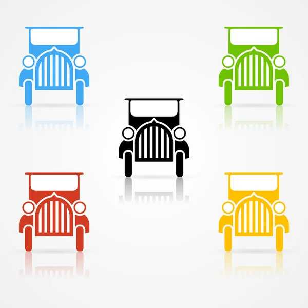 Set of clean classic veteran car color silhouettes — Stock Vector