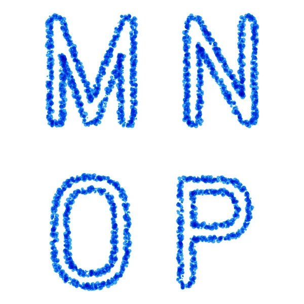 Blå bubblan alfabetet, m, n, o, p — Stock vektor