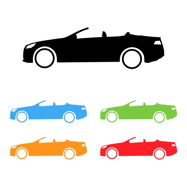 Set of sport convertible car silhouettes — Stock Vector