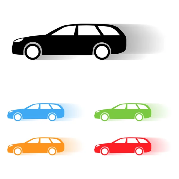 Set of estate car moving silhouettes — Stock Vector