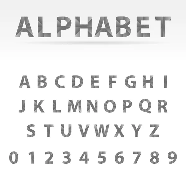 Alfabeto abstrato cinzento e números — Vetor de Stock