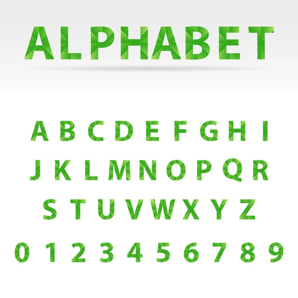 Alphabet et chiffres brisés verts — Image vectorielle